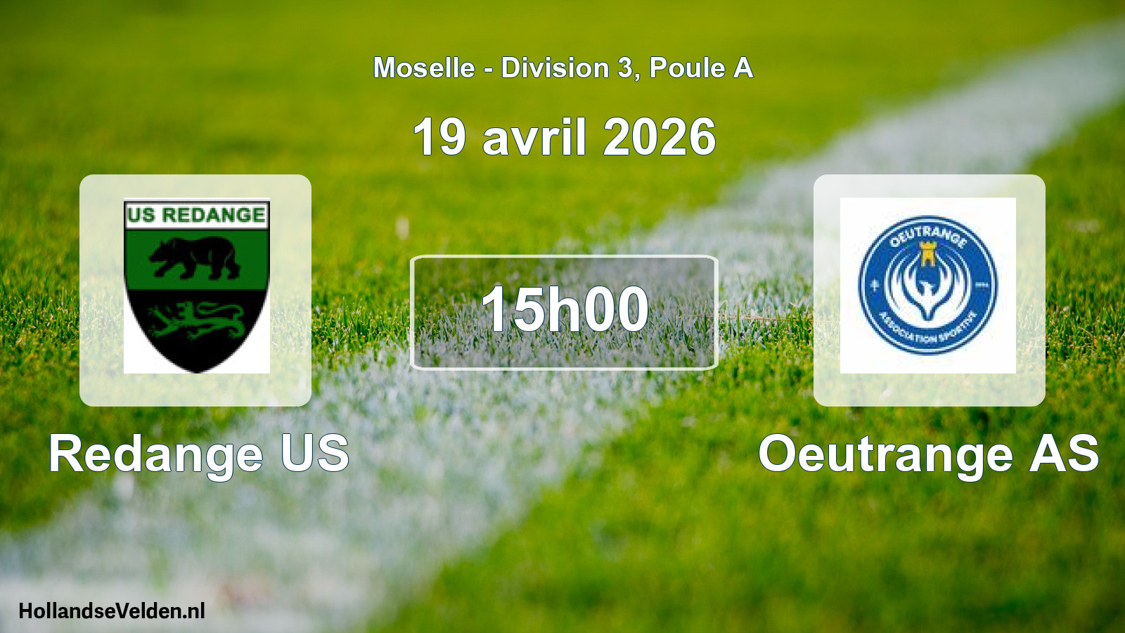 Match programmé: Redange US - Oeutrange AS (19 avril 2026)