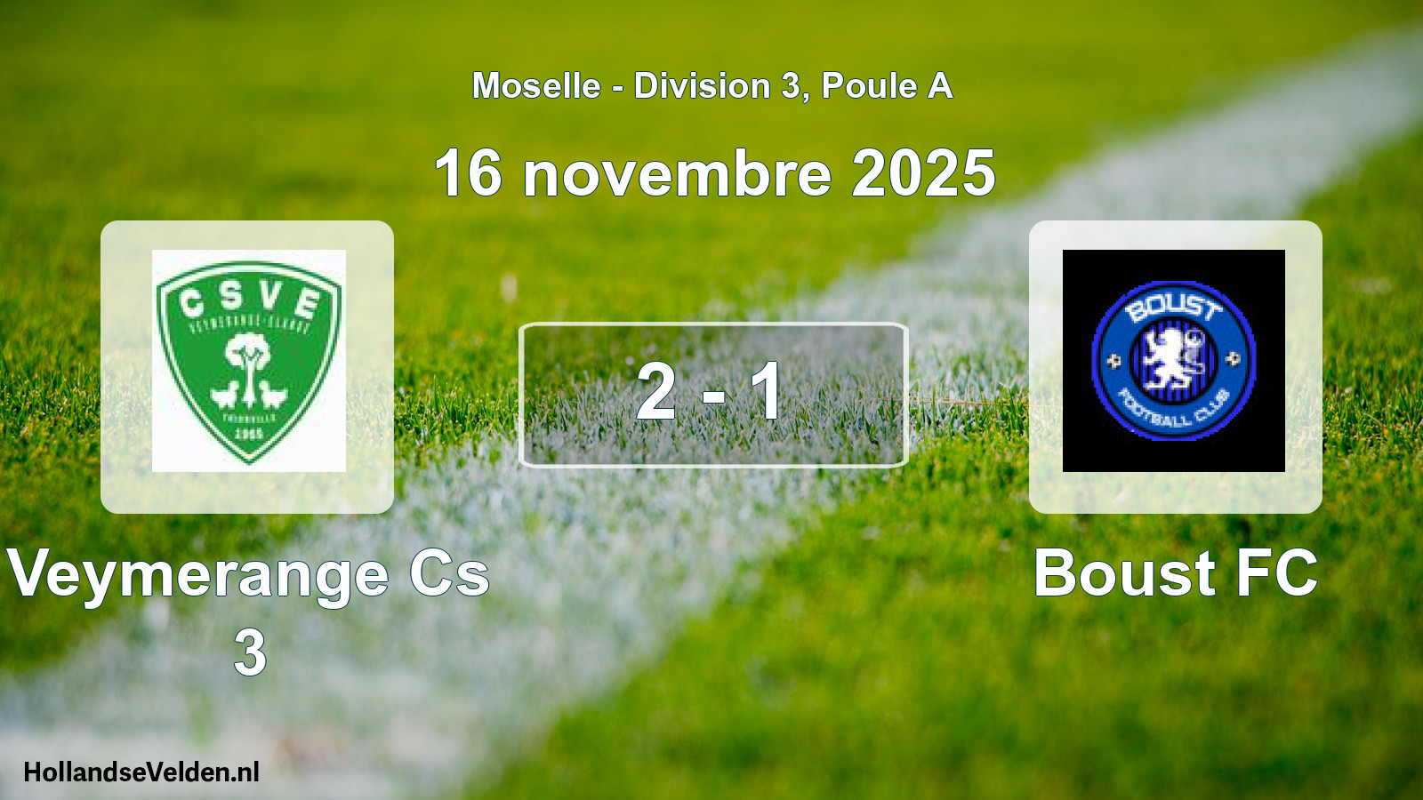 Match joué: Veymerange Cs 3 - Boust FC 2 - 1 (16 novembre 2025)