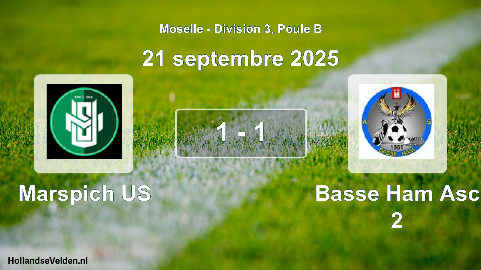 Total number of matches played: Marspich US - Basse Ham Asc 2 1 - 1 (21 September 2025)