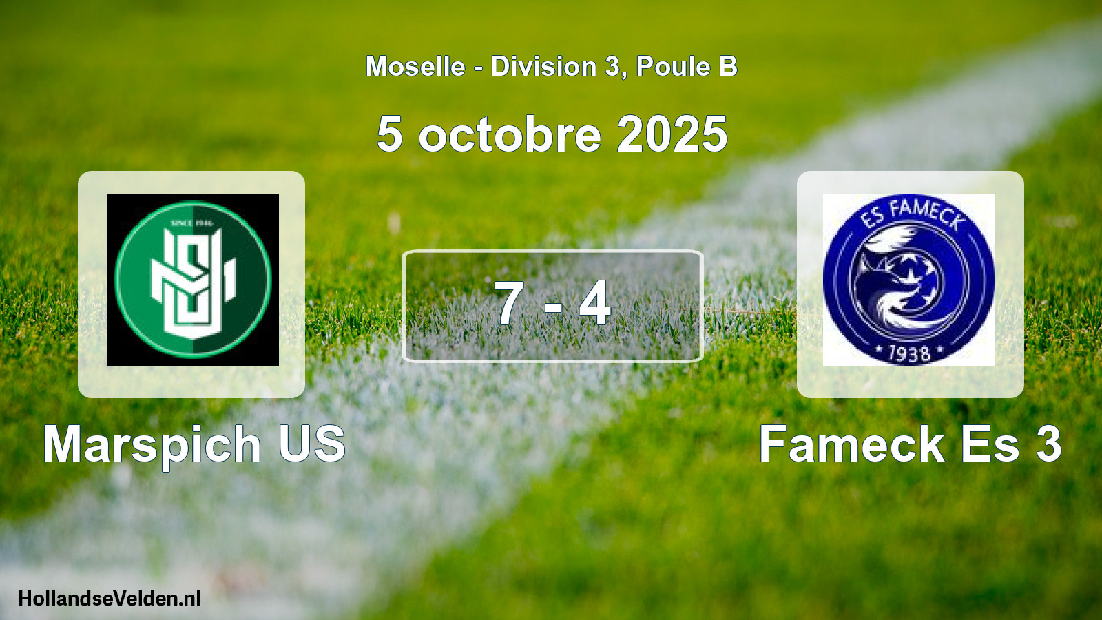 Total number of matches played: Marspich US - Fameck Es 3 7 - 4 (5 October 2025)