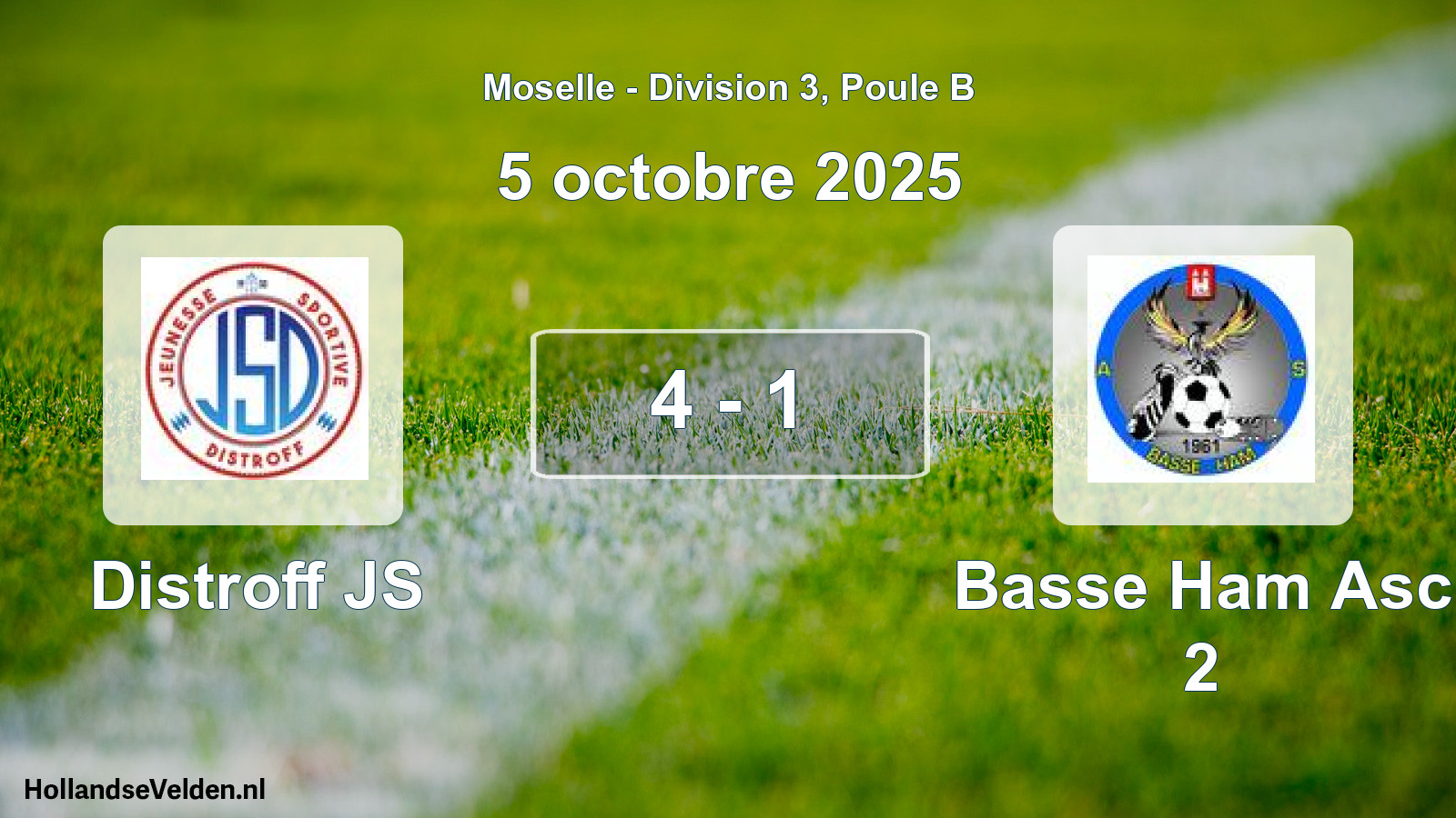 Match joué: Distroff JS - Basse Ham Asc 2 4 - 1 (5 octobre 2025)