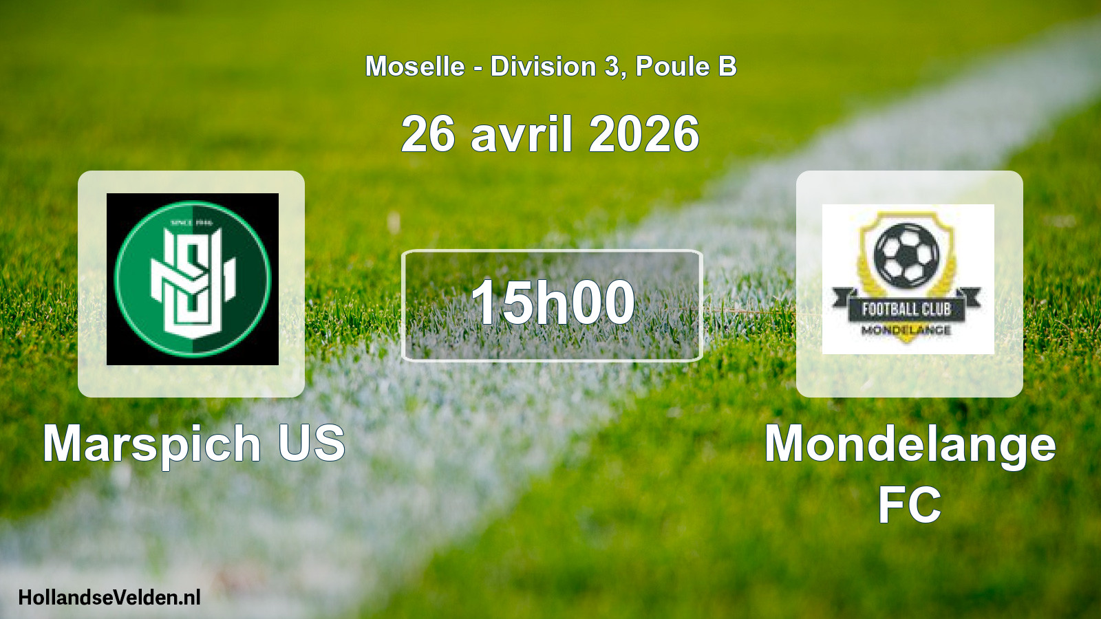 Match programmé: Marspich US - Mondelange FC (26 avril 2026)