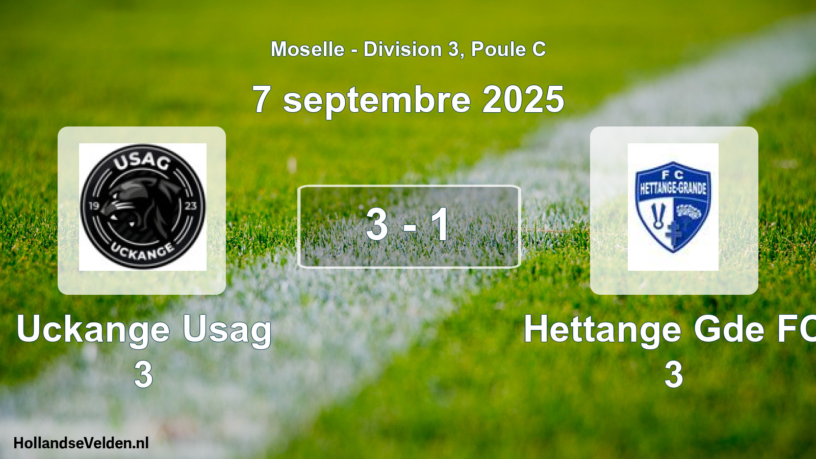 Match joué: Uckange Usag 3 - Hettange Gde FC 3 3 - 1 (7 septembre 2025)