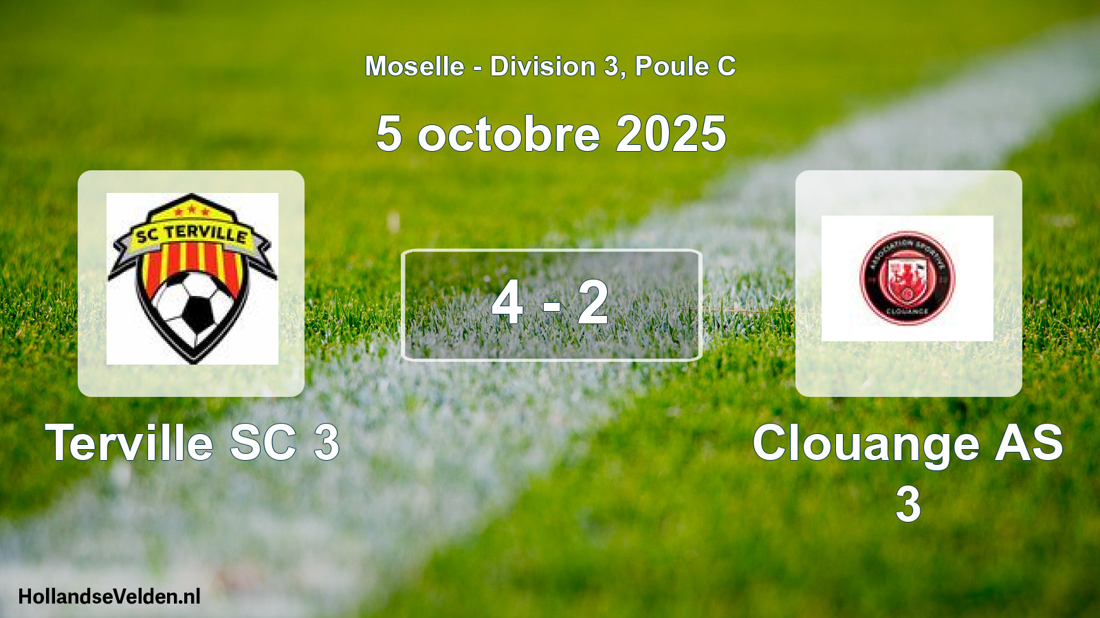 Total number of matches played: Terville SC 3 - Clouange AS 3 4 - 2 (5 October 2025)