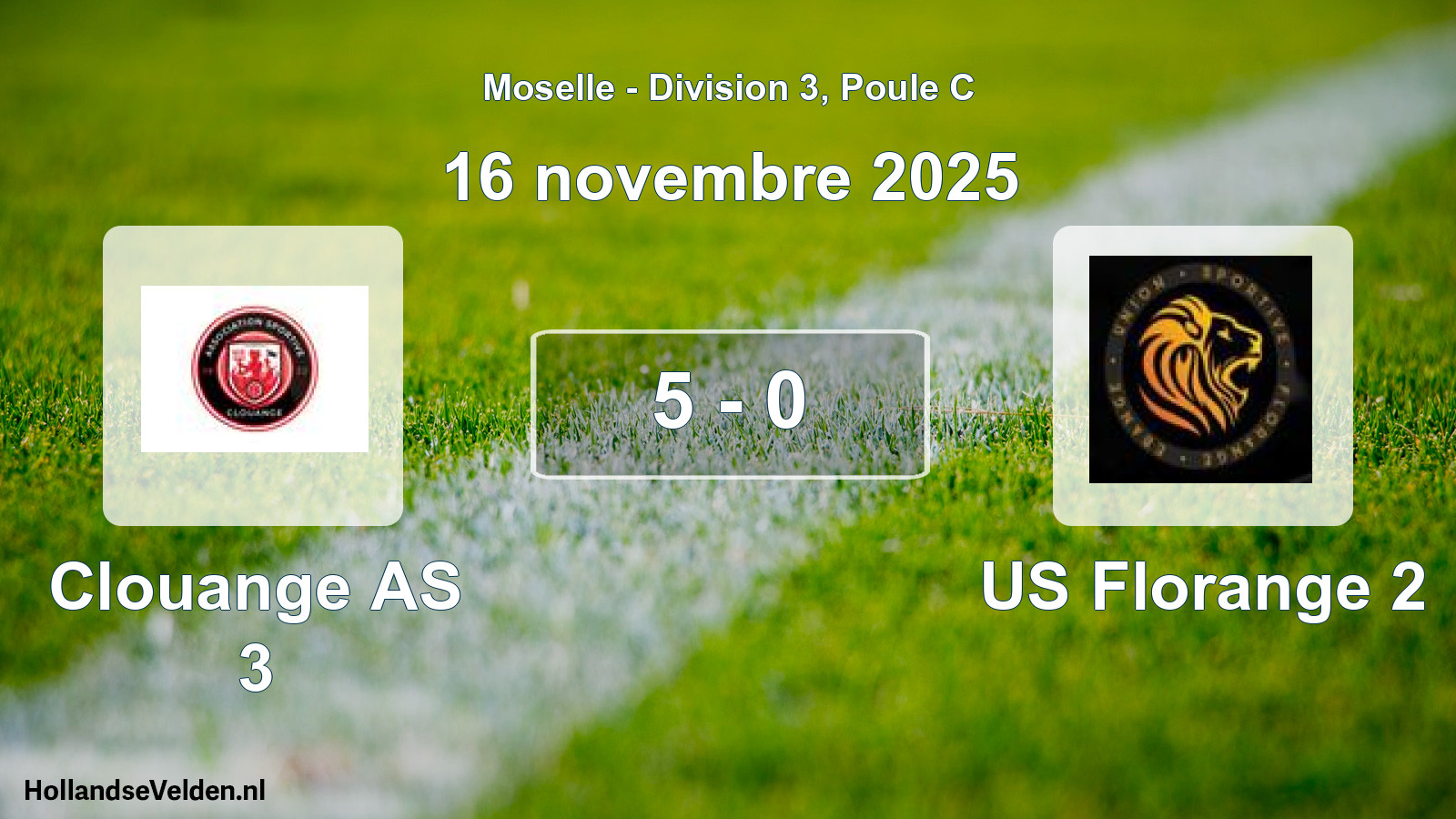 Match joué: Clouange AS 3 - US Florange 2 5 - 0 (16 novembre 2025)