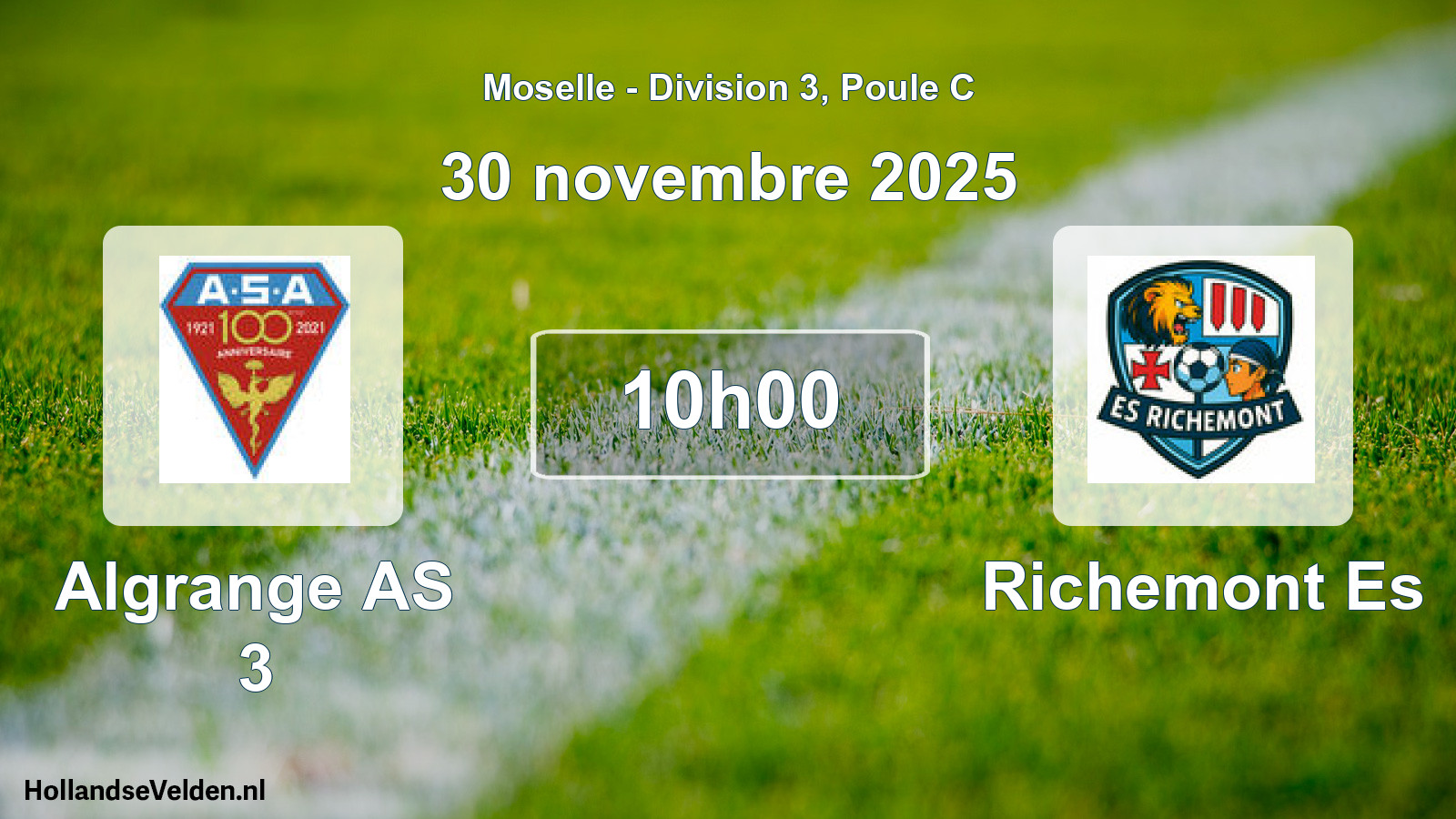 Match programmé: Algrange AS 3 - Richemont Es (30 novembre 2025)