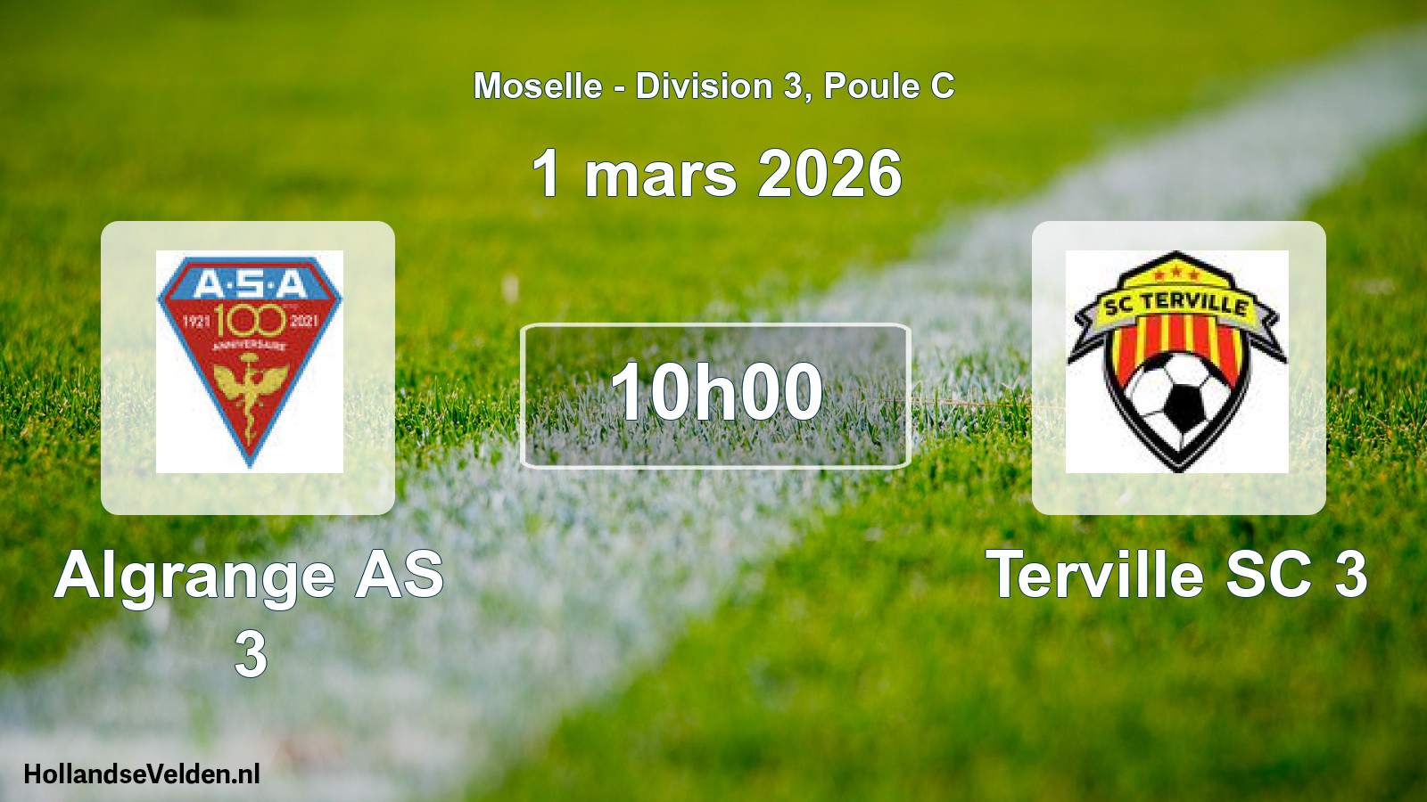 Match programmé: Algrange AS 3 - Terville SC 3 (1 mars 2026)