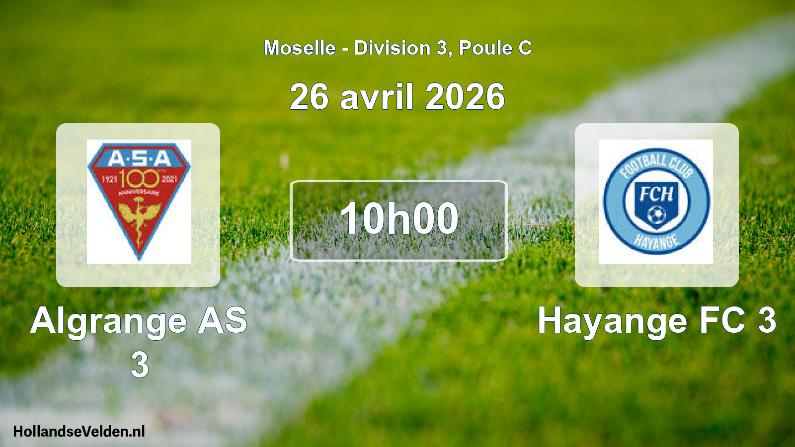 Match programmé: Algrange AS 3 - Hayange FC 3 (26 avril 2026)