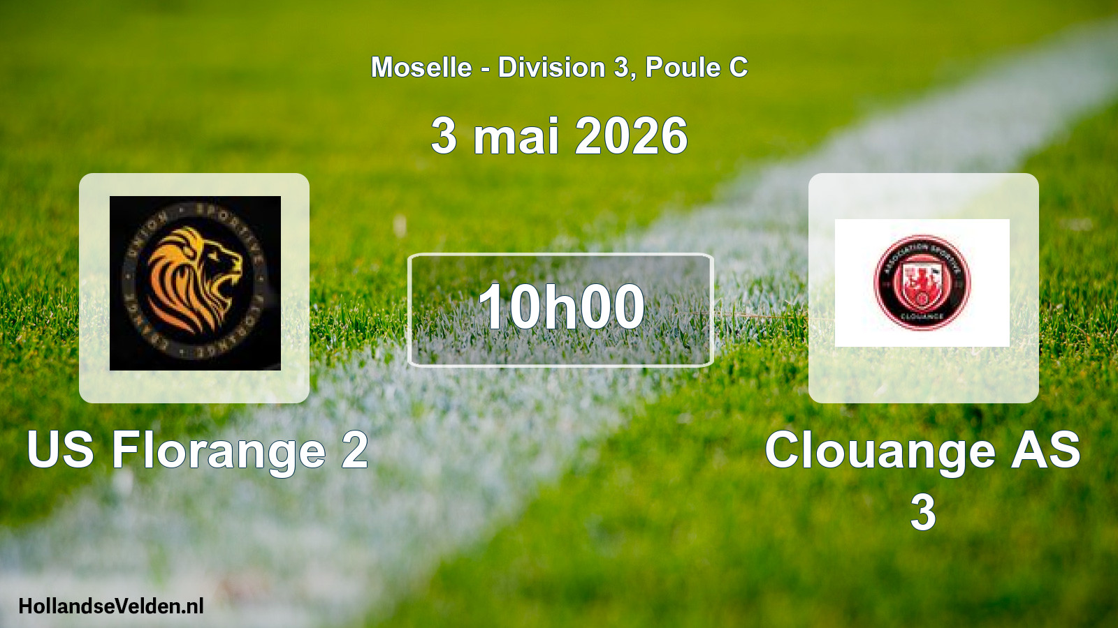 Match programmé: US Florange 2 - Clouange AS 3 (3 mai 2026)