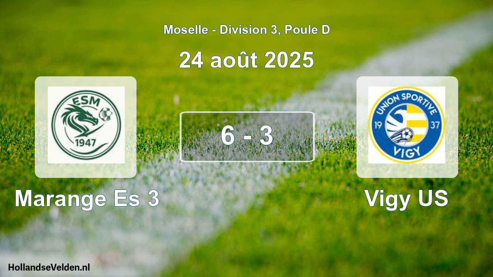 Match joué: Marange Es 3 - Vigy US 6 - 3 (24 août 2025)
