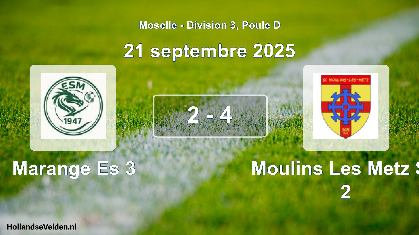 Total number of matches played: Marange Es 3 - Moulins Les Metz SC 2 2 - 4 (21 September 2025)