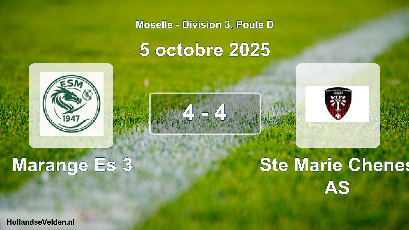 Total number of matches played: Marange Es 3 - Ste Marie Chenes AS 4 - 4 (5 October 2025)