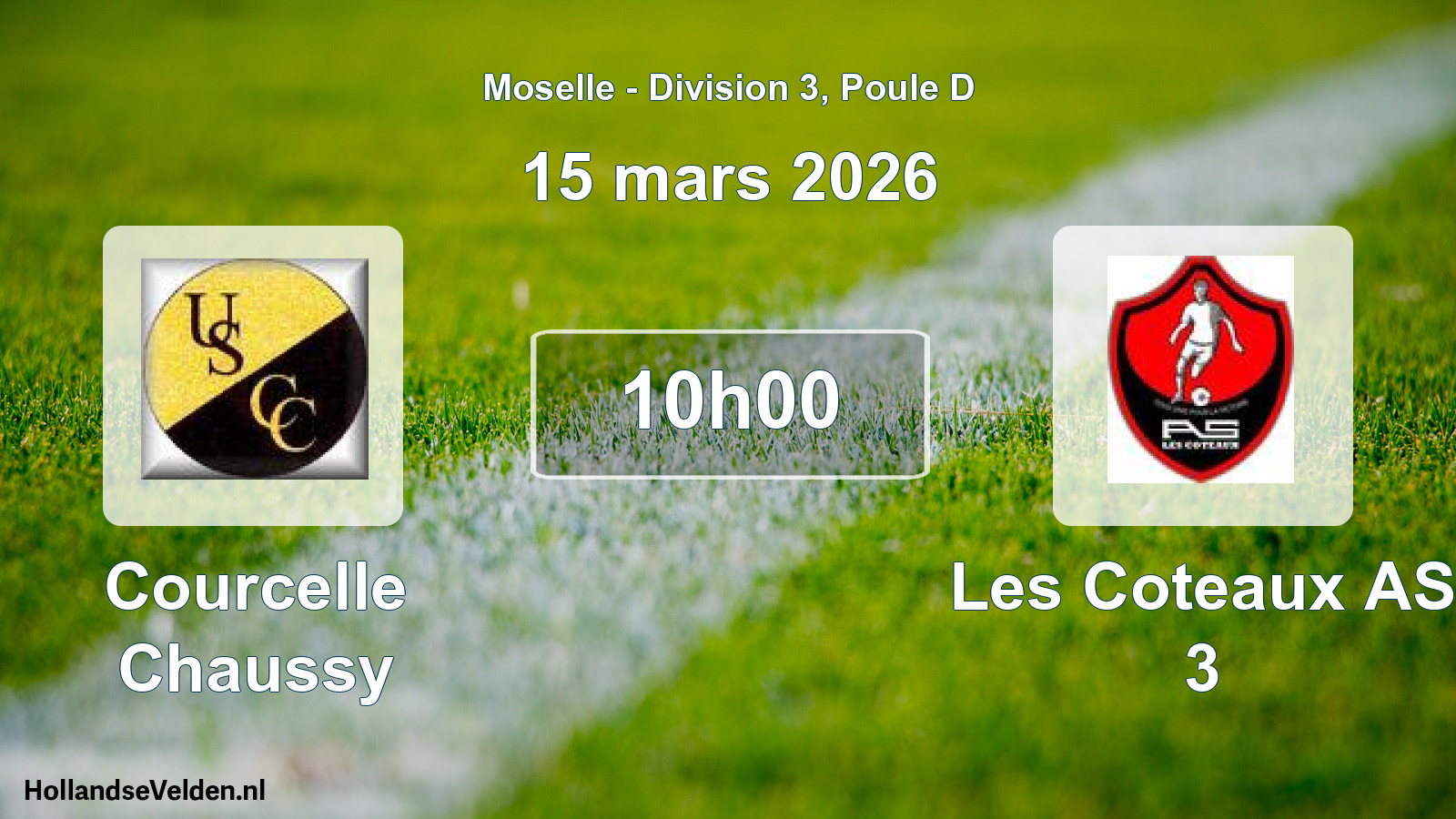 Match programmé: Courcelle Chaussy - Les Coteaux AS 3 (15 mars 2026)
