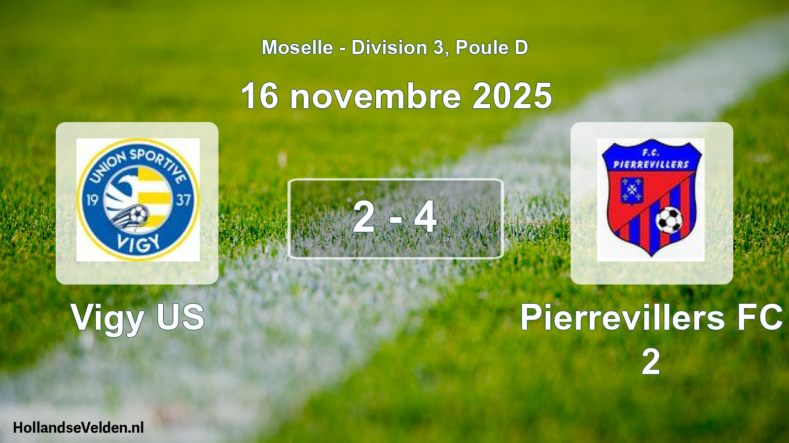 Match joué: Vigy US - Pierrevillers FC 2 2 - 4 (16 novembre 2025)
