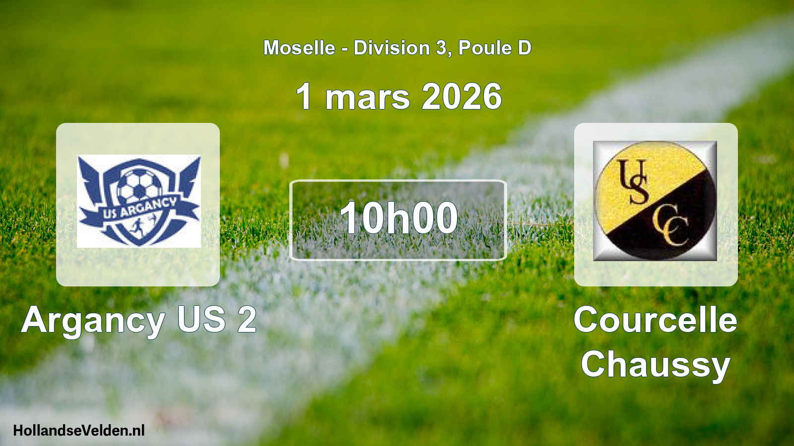 Match programmé: Argancy US 2 - Courcelle Chaussy (1 mars 2026)