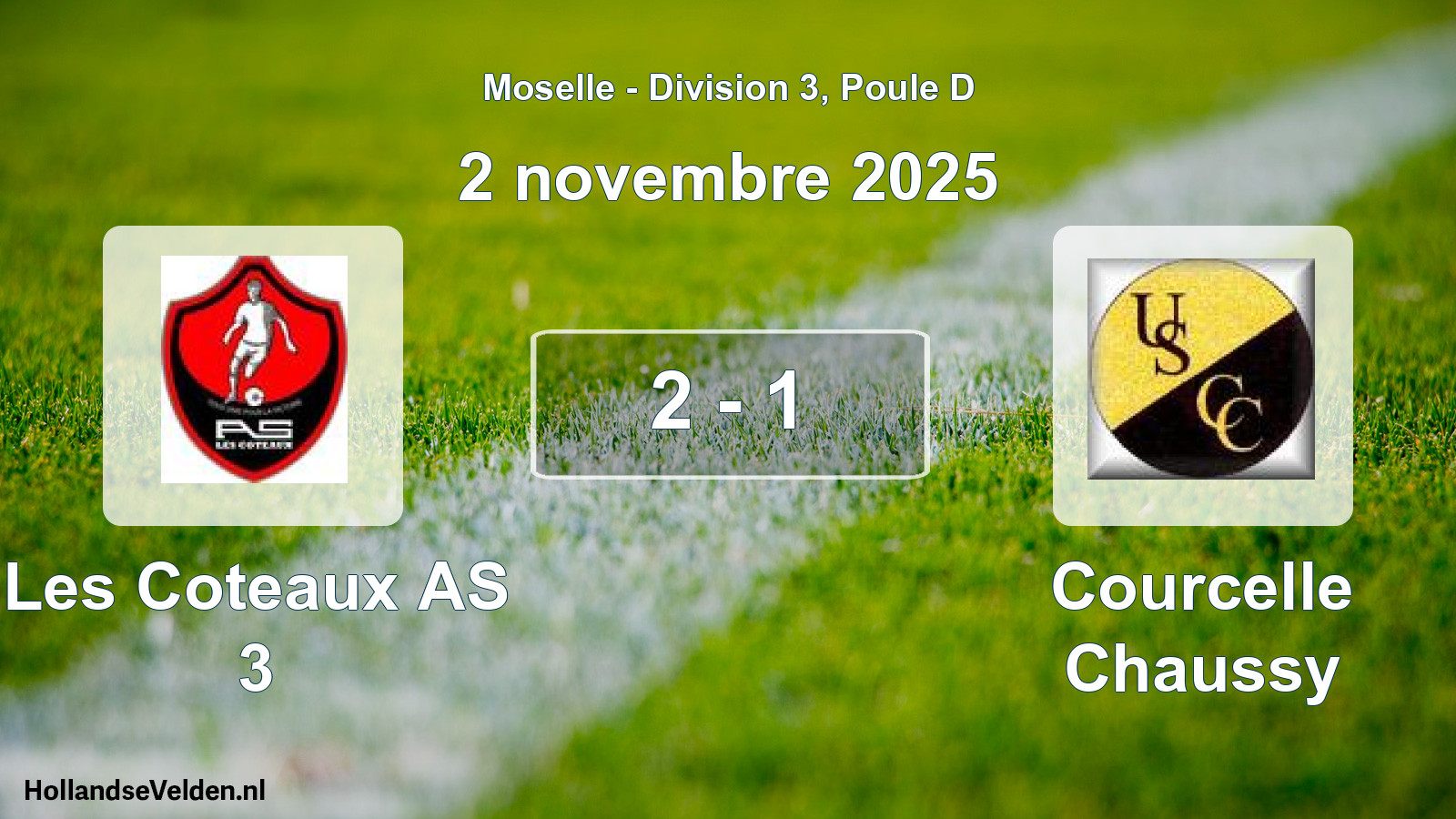 Match joué: Les Coteaux AS 3 - Courcelle Chaussy 2 - 1 (2 novembre 2025)