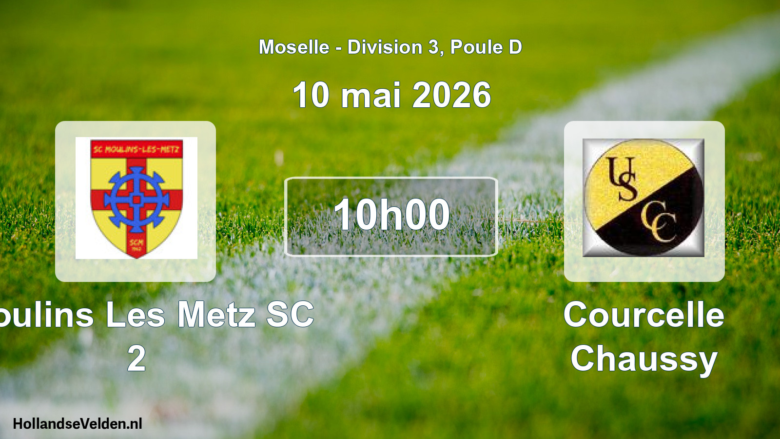 Match programmé: Moulins Les Metz SC 2 - Courcelle Chaussy (10 mai 2026)