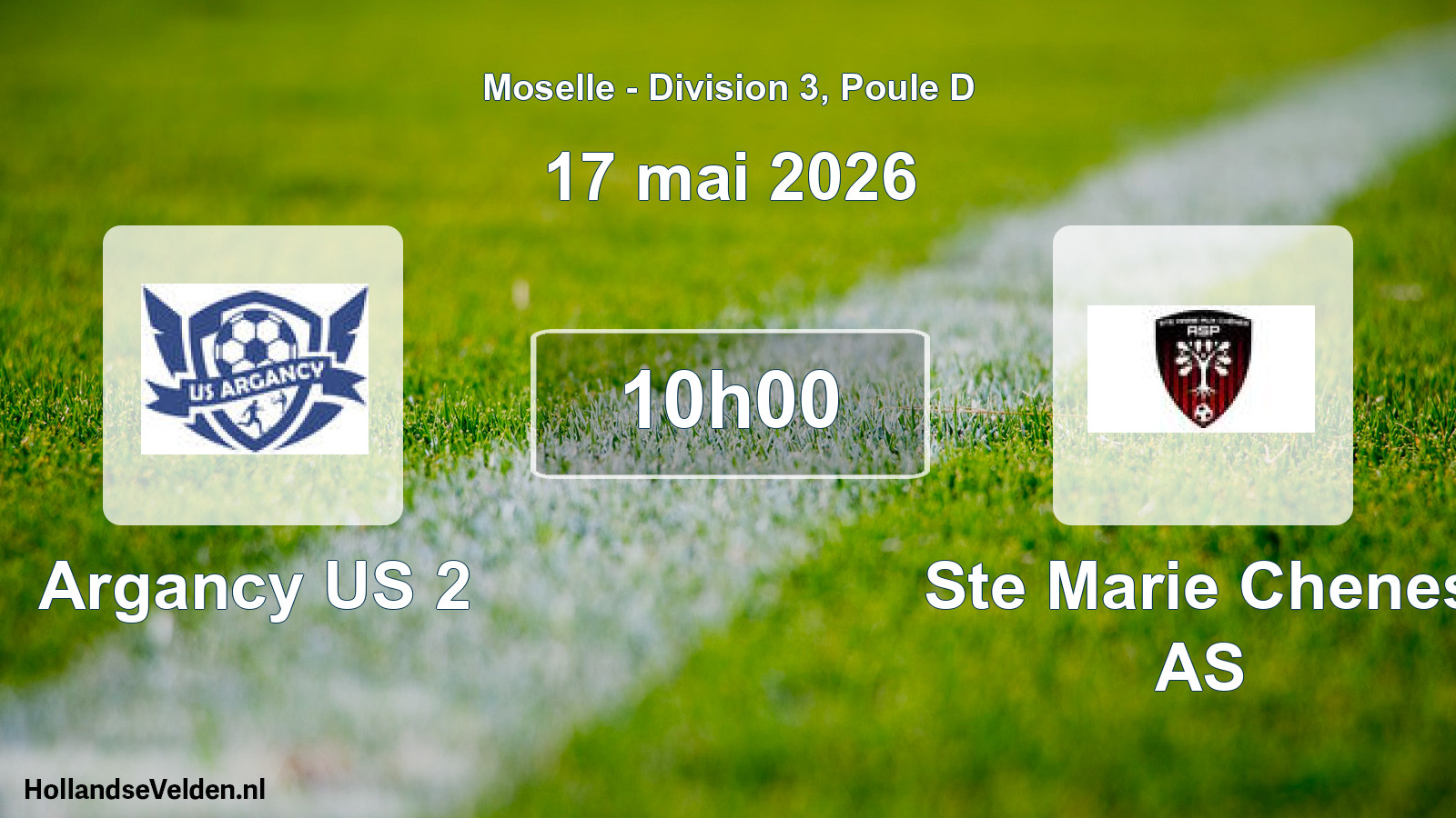 Match programmé: Argancy US 2 - Ste Marie Chenes AS (17 mai 2026)