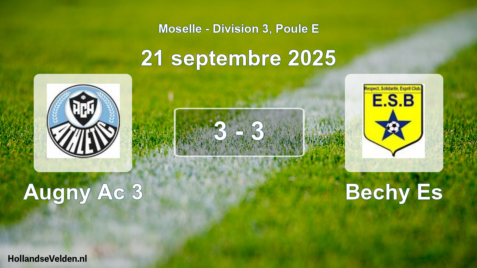 Match joué: Augny Ac 3 - Bechy Es 3 - 3 (21 septembre 2025)