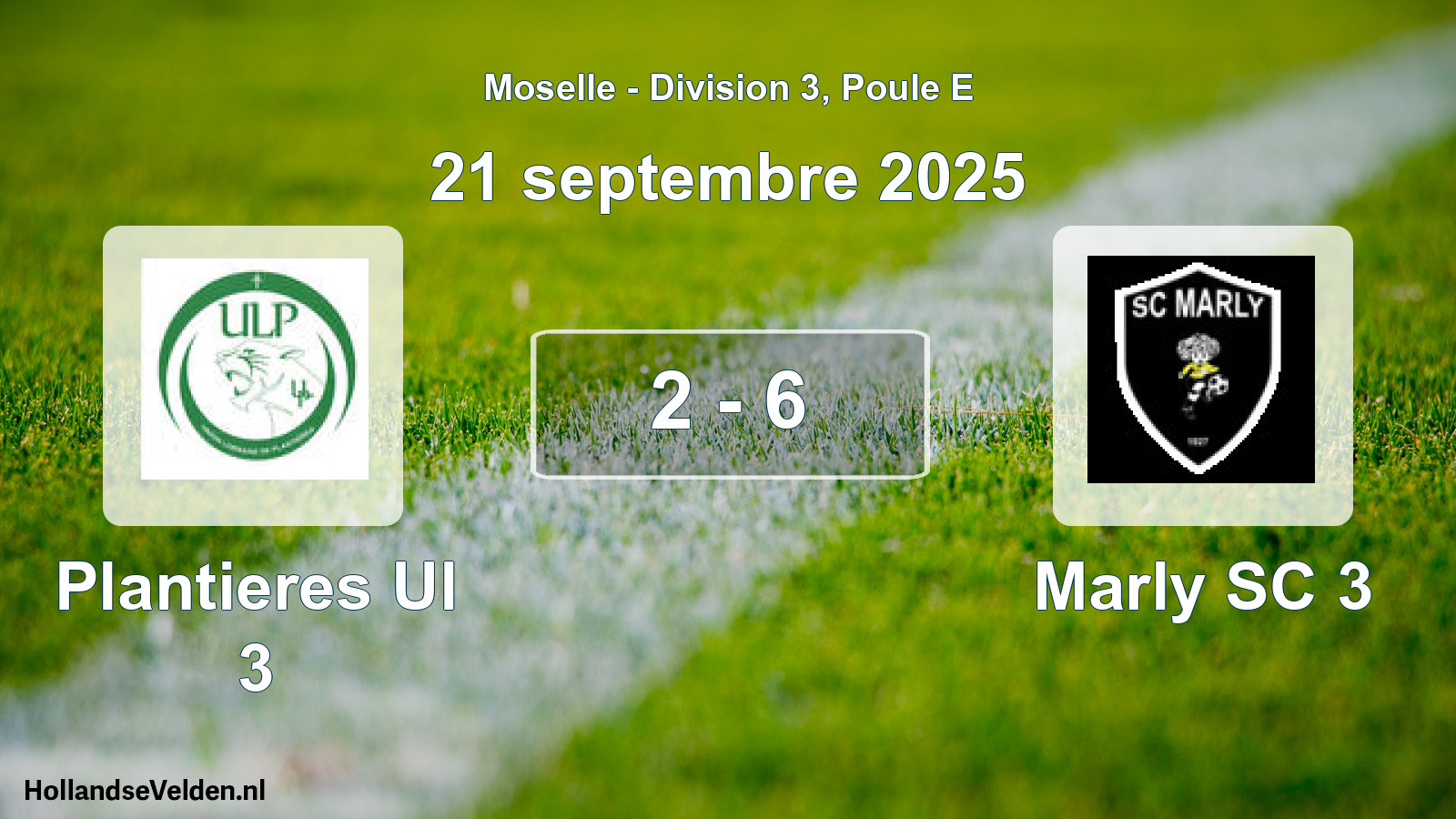 Match joué: Plantieres Ul 3 - Marly SC 3 2 - 6 (21 septembre 2025)