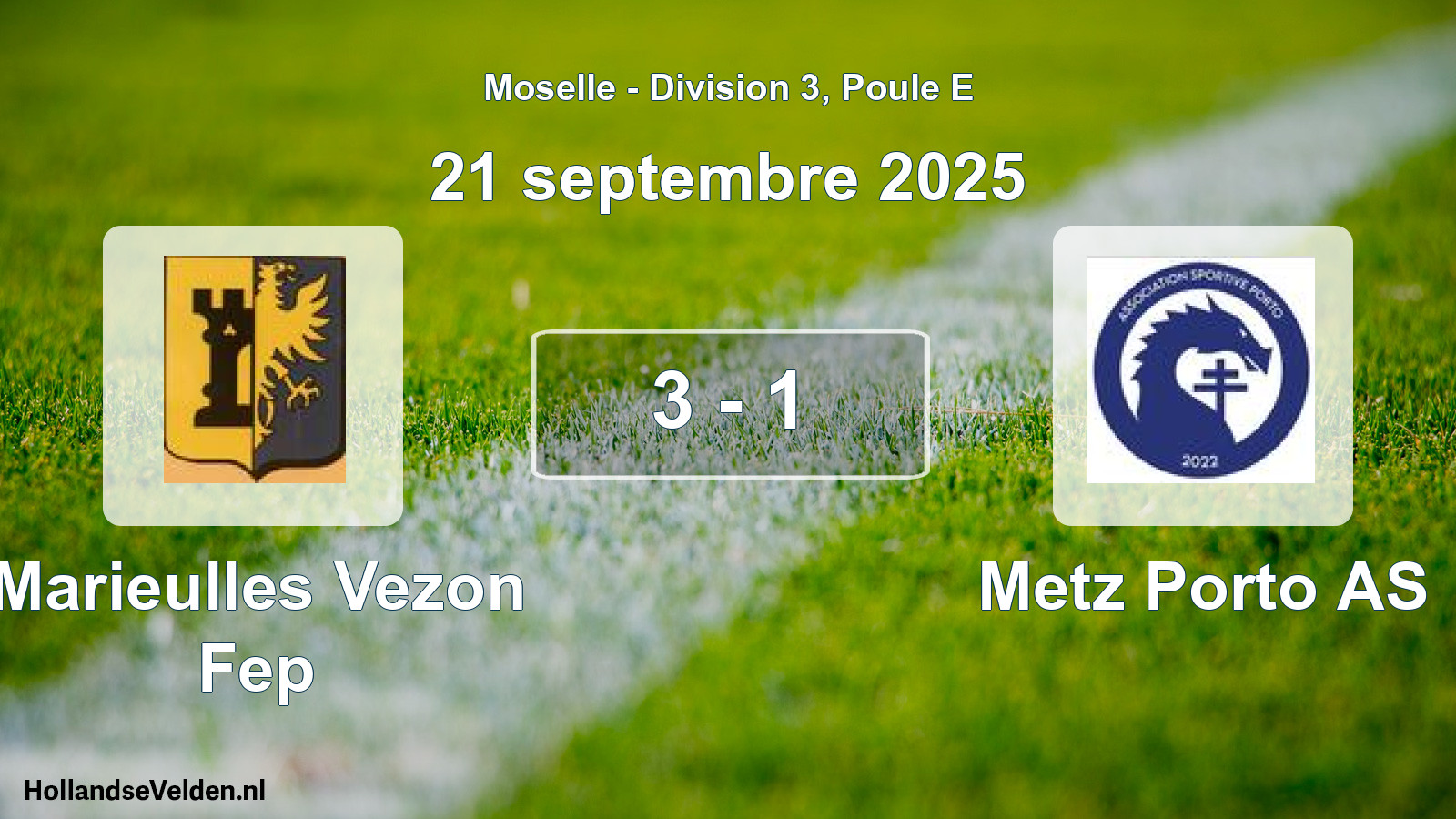 Match joué: Marieulles Vezon Fep - Metz Porto AS 3 - 1 (21 septembre 2025)