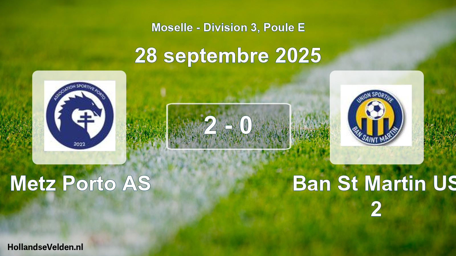 Match joué: Metz Porto AS - Ban St Martin US 2 2 - 0 (28 septembre 2025)