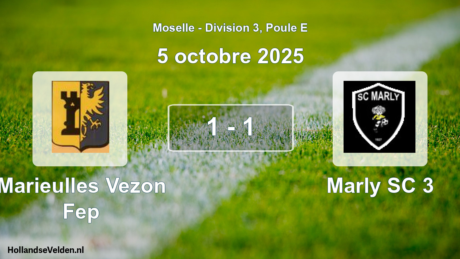 Match joué: Marieulles Vezon Fep - Marly SC 3 1 - 1 (5 octobre 2025)
