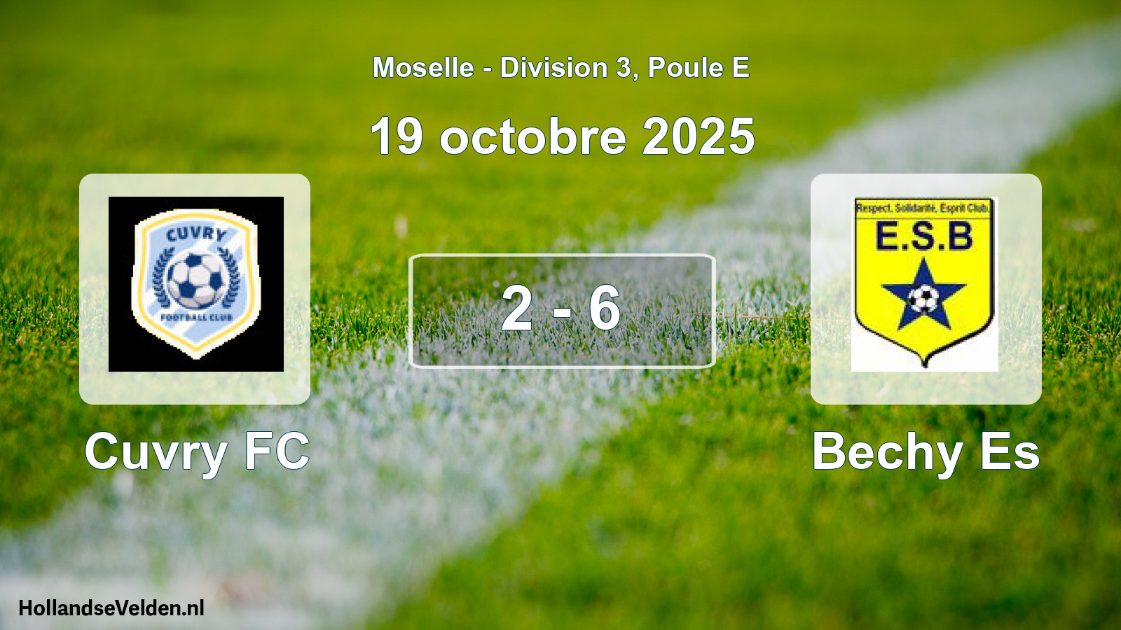 Total number of matches played: Cuvry FC - Bechy Es 2 - 6 (19 October 2025)
