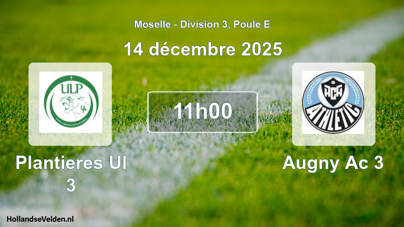 Match programmé: Plantieres Ul 3 - Augny Ac 3 (14 décembre 2025)