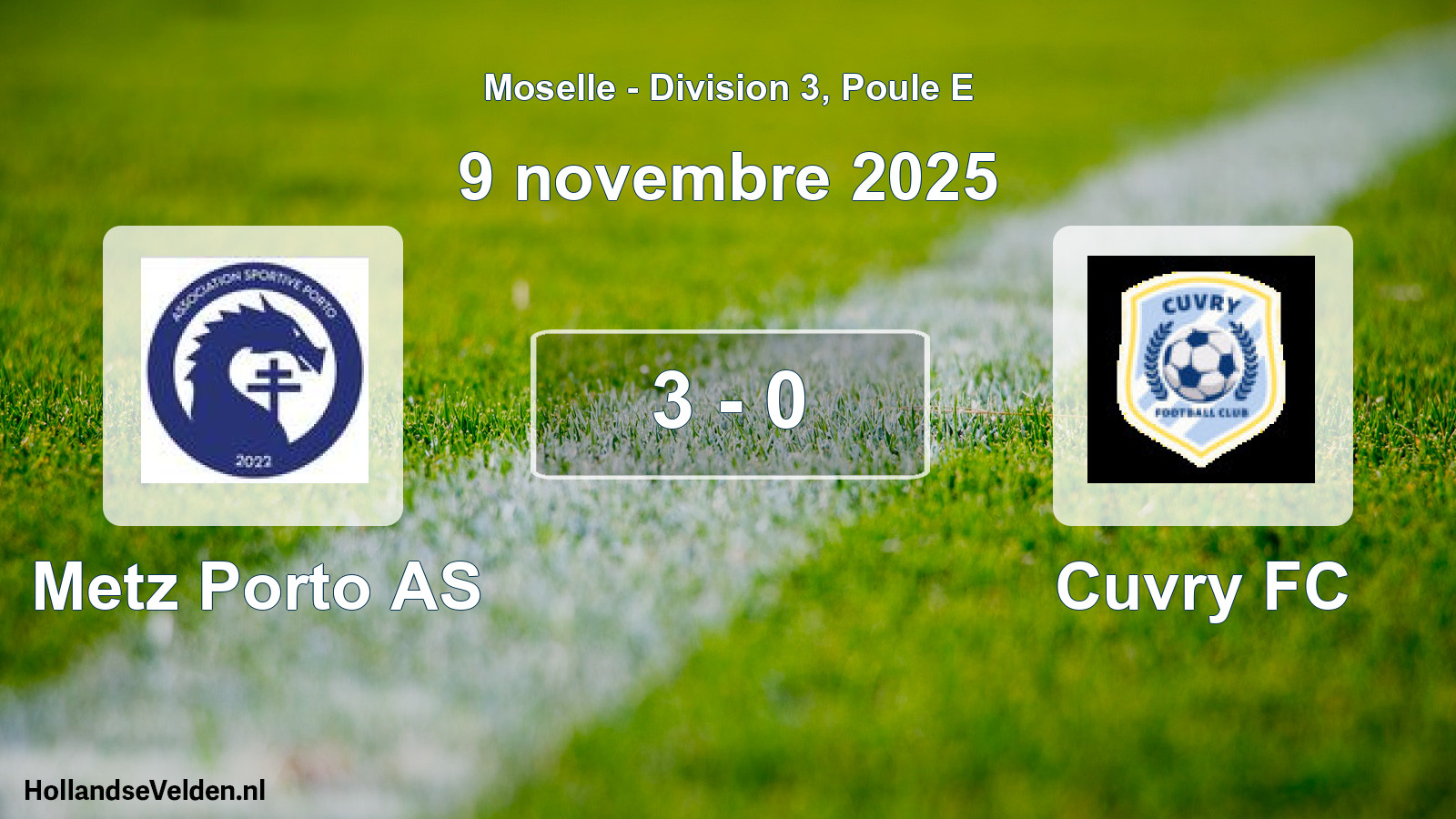 Match joué: Metz Porto AS - Cuvry FC 3 - 0 (9 novembre 2025)