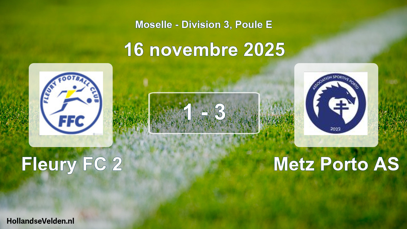 Match joué: Fleury FC 2 - Metz Porto AS 1 - 3 (16 novembre 2025)