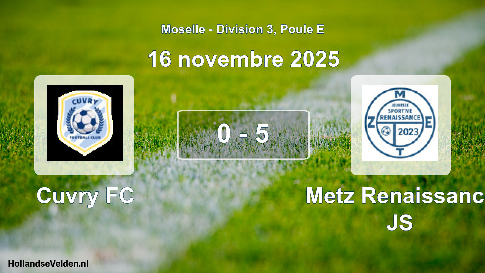 Match joué: Cuvry FC - Metz Renaissance JS 0 - 5 (16 novembre 2025)