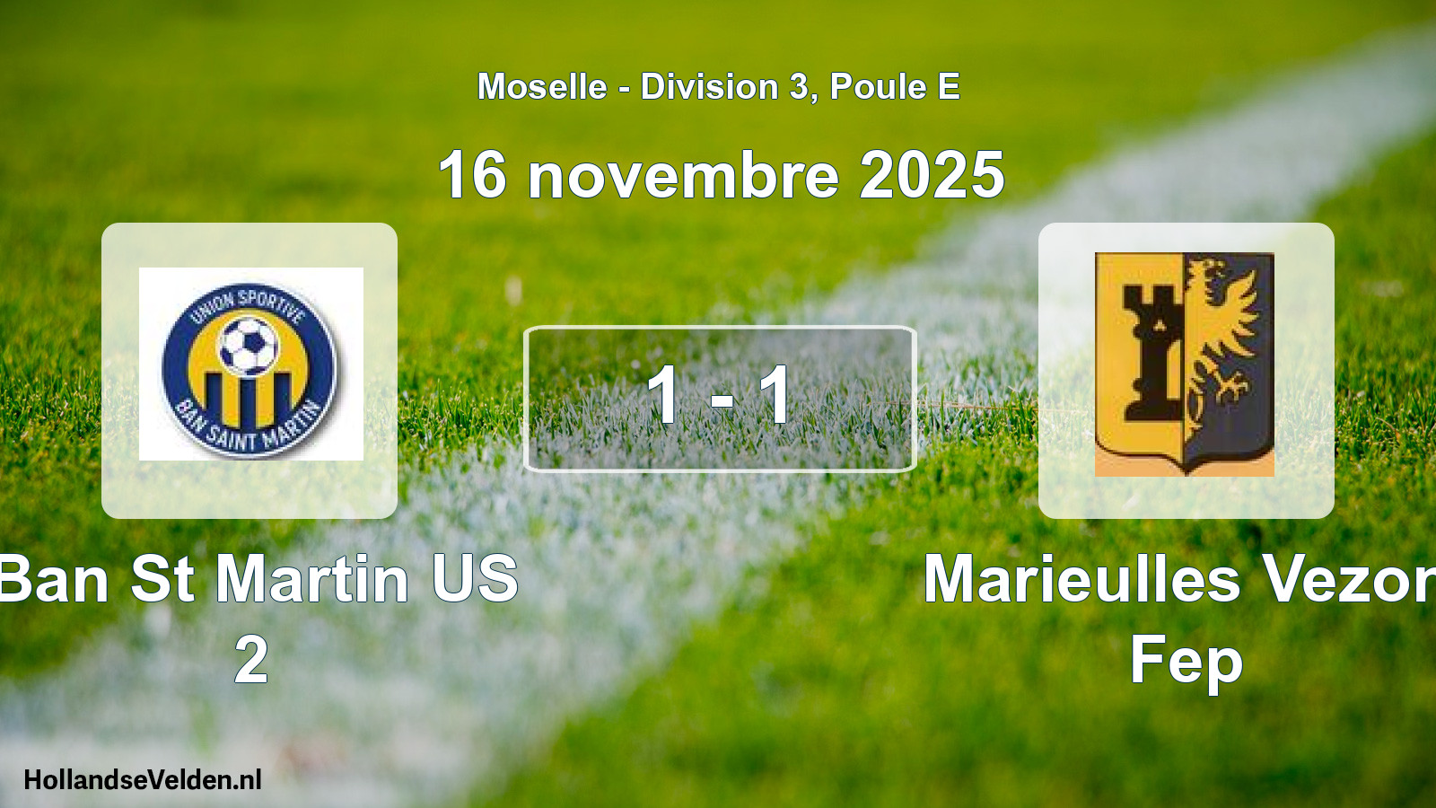 Total number of matches played: Ban St Martin US 2 - Marieulles Vezon Fep 1 - 1 (16 November 2025)