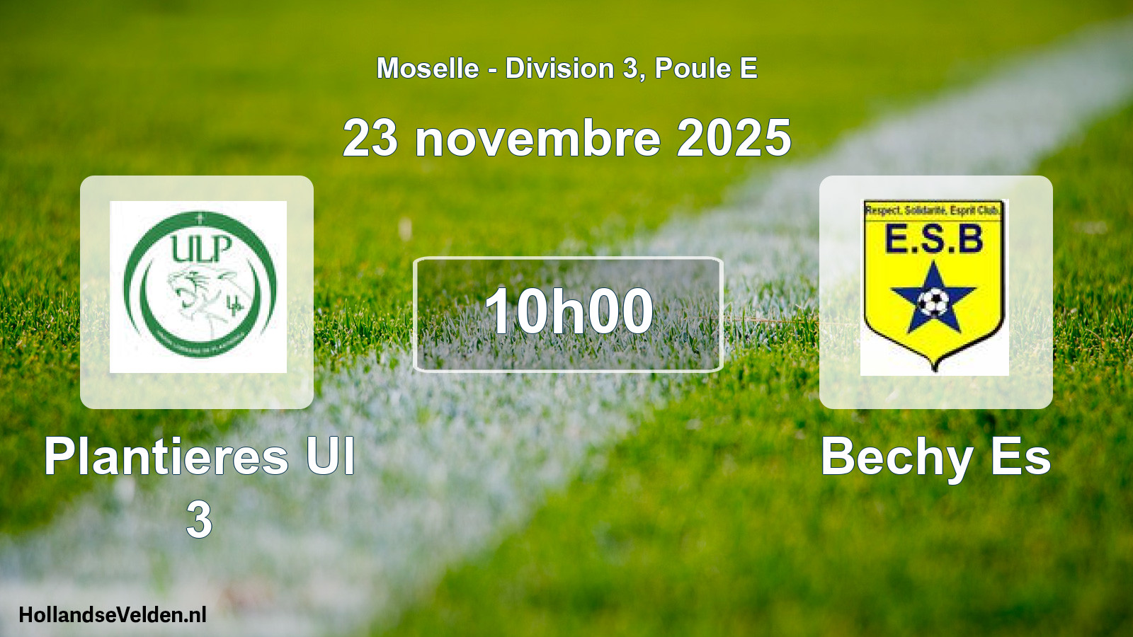 Match programmé: Plantieres Ul 3 - Bechy Es (23 novembre 2025)