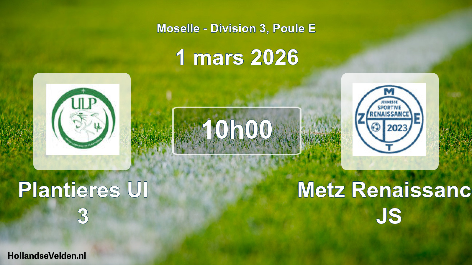 Match programmé: Plantieres Ul 3 - Metz Renaissance JS (1 mars 2026)