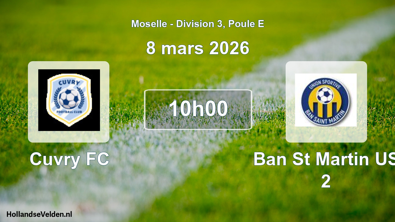 Match programmé: Cuvry FC - Ban St Martin US 2 (8 mars 2026)