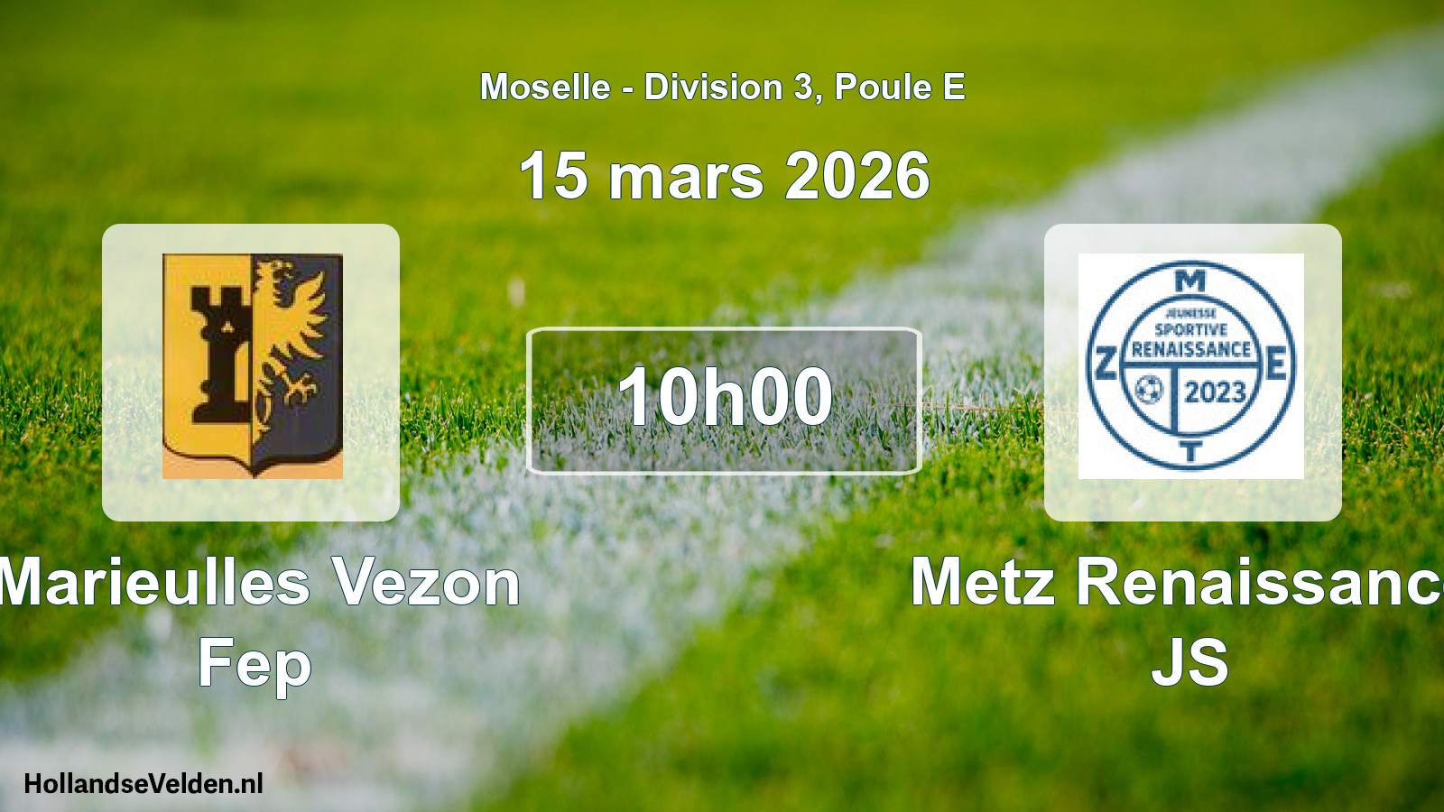 Match programmé: Marieulles Vezon Fep - Metz Renaissance JS (15 mars 2026)