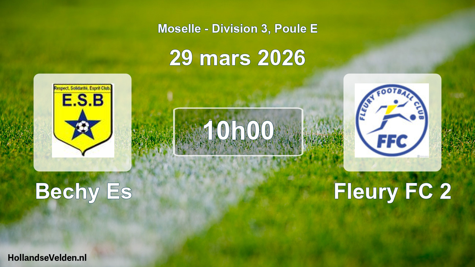 Match programmé: Bechy Es - Fleury FC 2 (29 mars 2026)