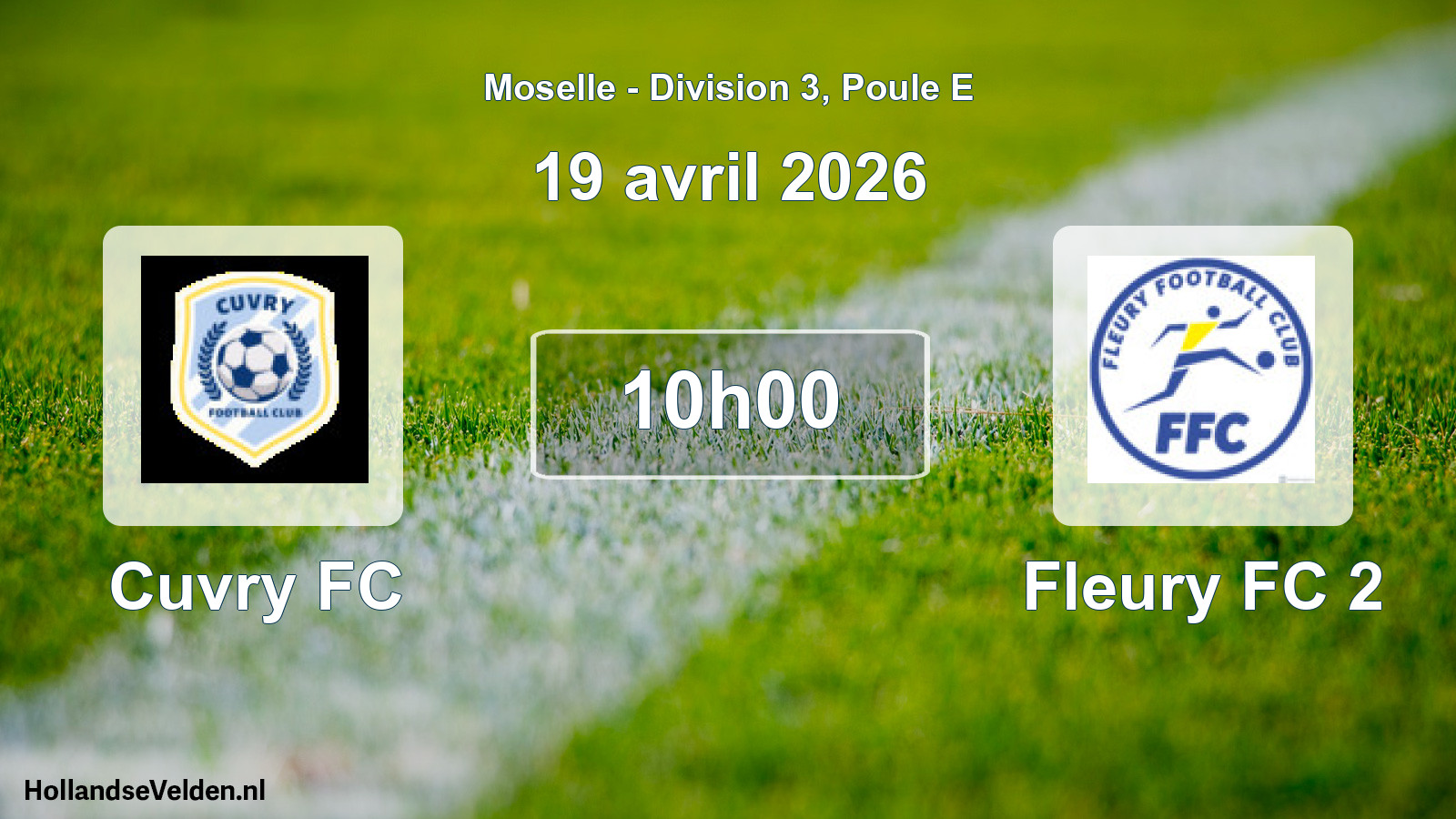 Match programmé: Cuvry FC - Fleury FC 2 (19 avril 2026)