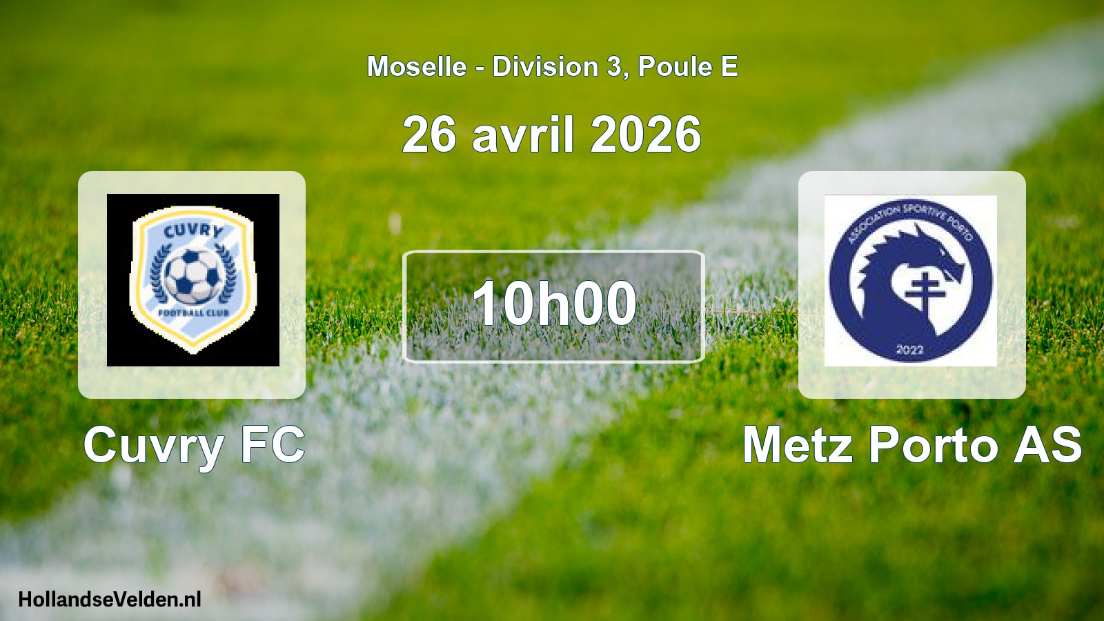 Geplande wedstrijd: Cuvry FC - Metz Porto AS (26 april 2026)