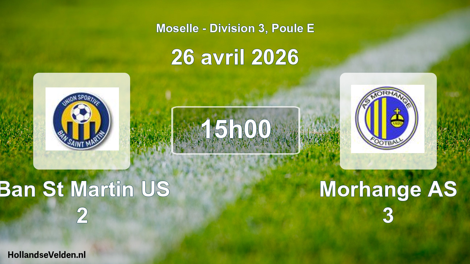 Match programmé: Ban St Martin US 2 - Morhange AS 3 (26 avril 2026)