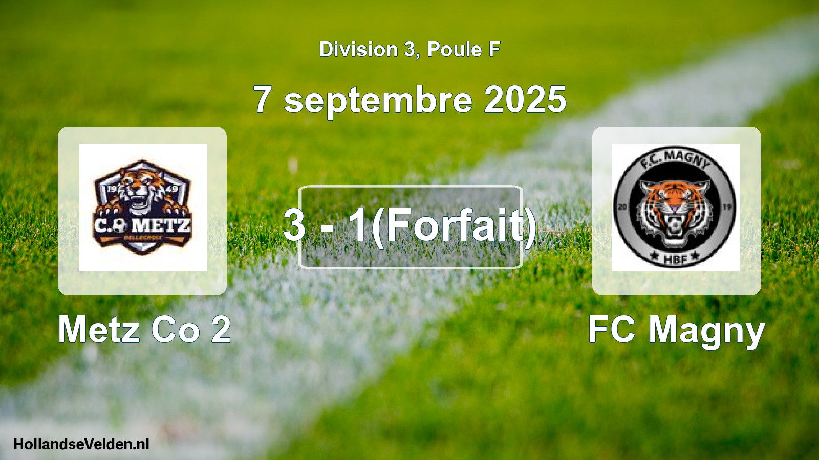 Match joué: Metz Co 2 - FC Magny 3 - 1(Forfait) (7 septembre 2025)