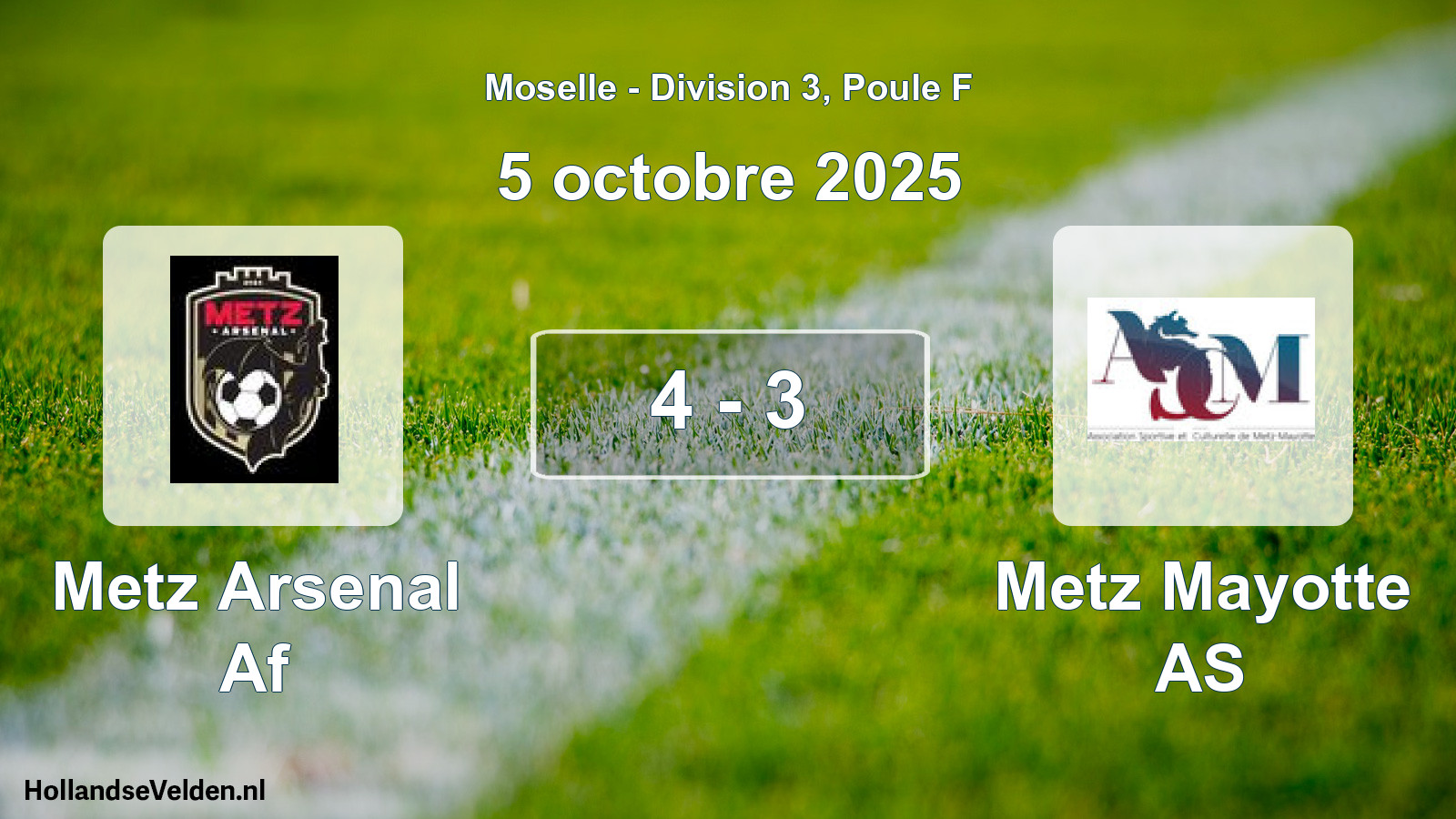 Total number of matches played: Metz Arsenal Af - Metz Mayotte AS 4 - 3 (5 October 2025)