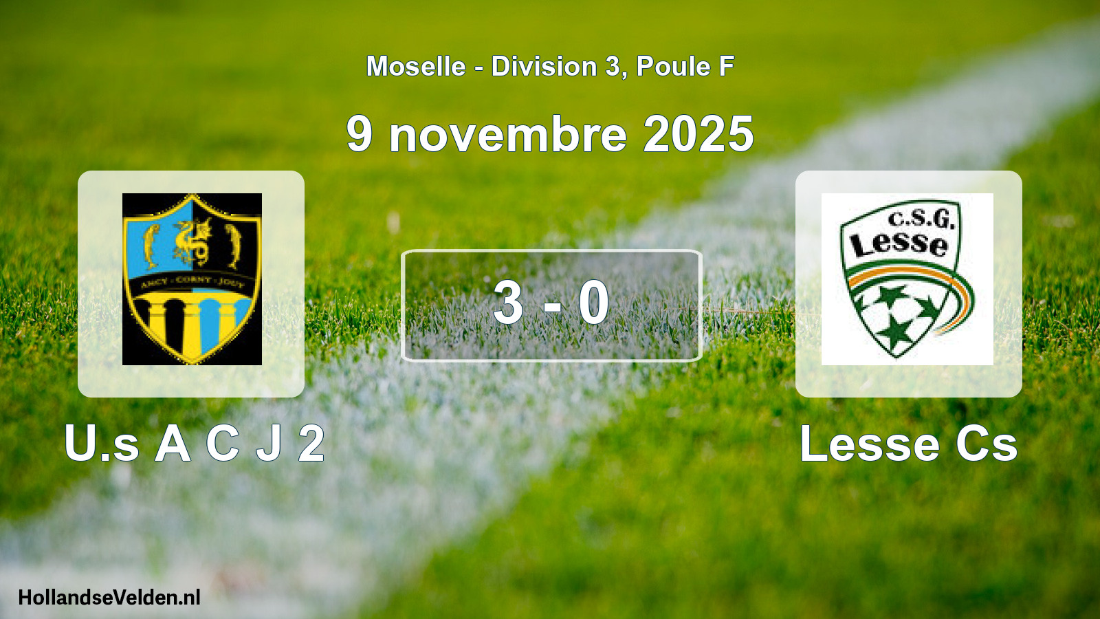 Match joué: U.s A C J 2 - Lesse Cs 3 - 0 (9 novembre 2025)