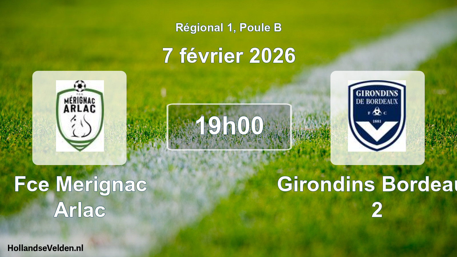 Scheduled Match: Fce Merignac Arlac - Girondins Bordeaux 2 (7 February 2026)