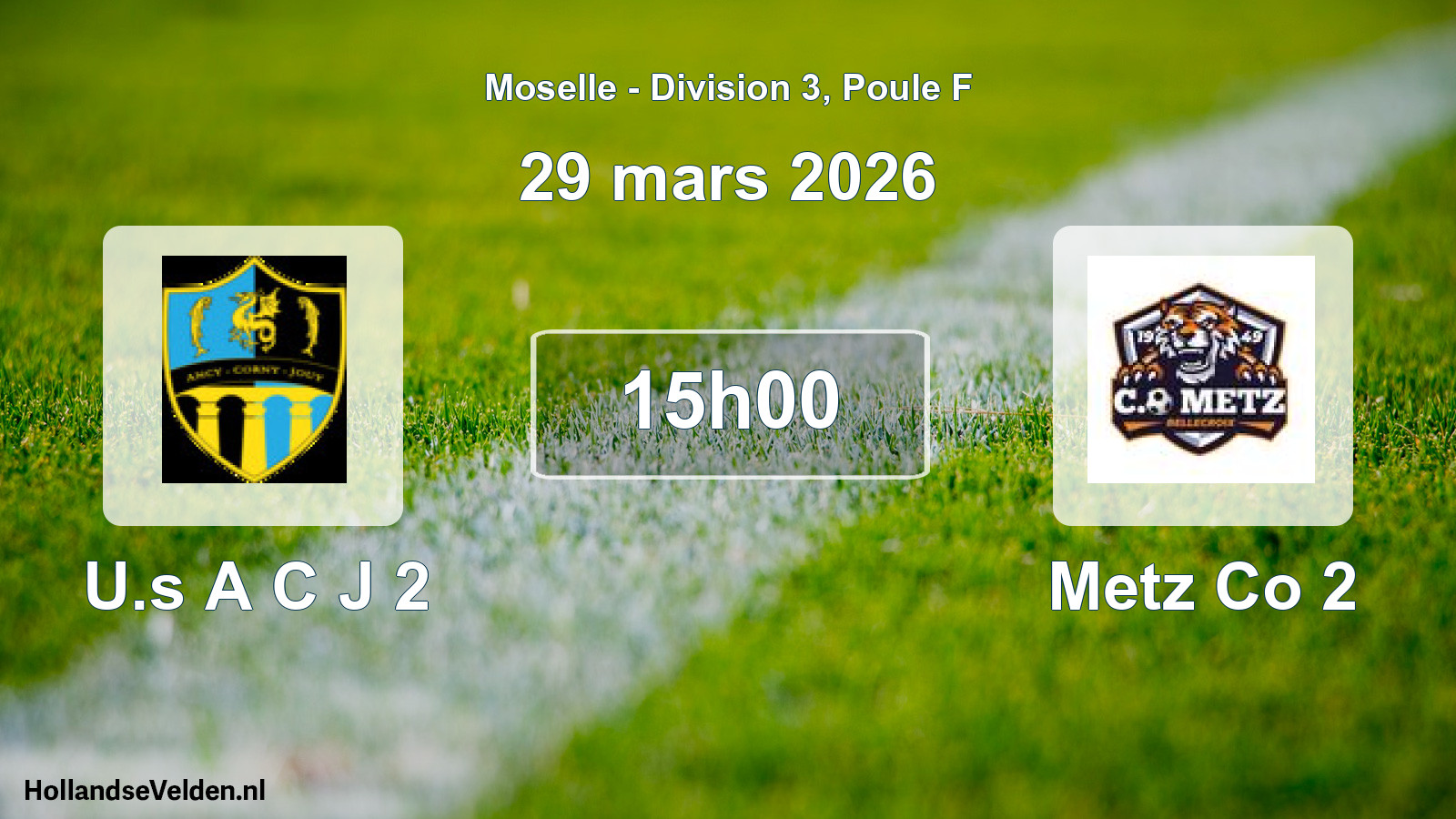 Match programmé: U.s A C J 2 - Metz Co 2 (29 mars 2026)