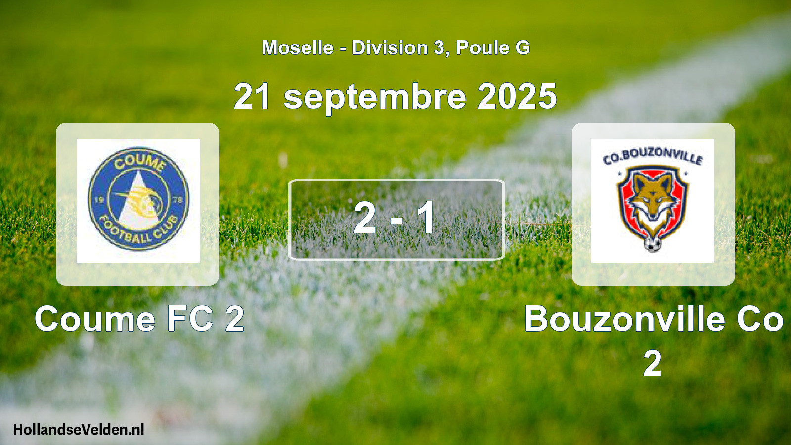 Gespeelde wedstrijd: Coume FC 2 - Bouzonville Co 2 2 - 1 (21 september 2025)