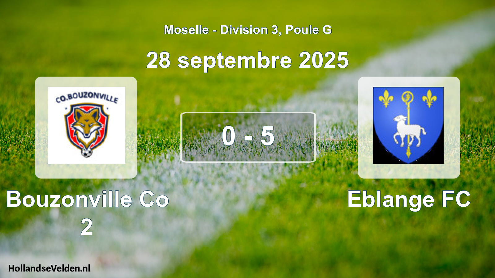 Match joué: Bouzonville Co 2 - Eblange FC 0 - 5 (28 septembre 2025)
