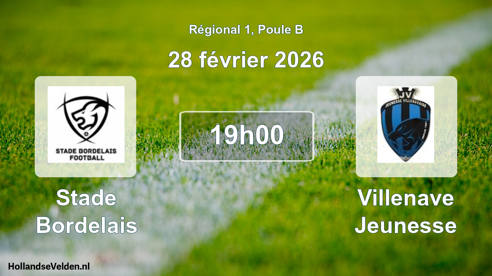 Geplande wedstrijd: Stade Bordelais - Villenave Jeunesse (28 février 2026)