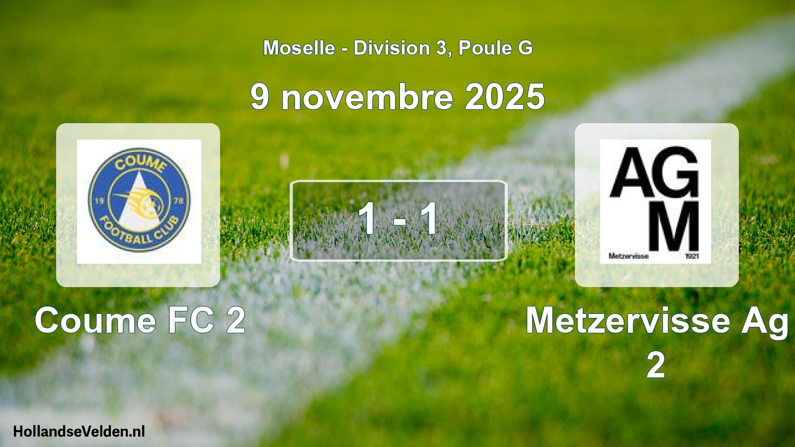 Match joué: Coume FC 2 - Metzervisse Ag 2 1 - 1 (9 novembre 2025)